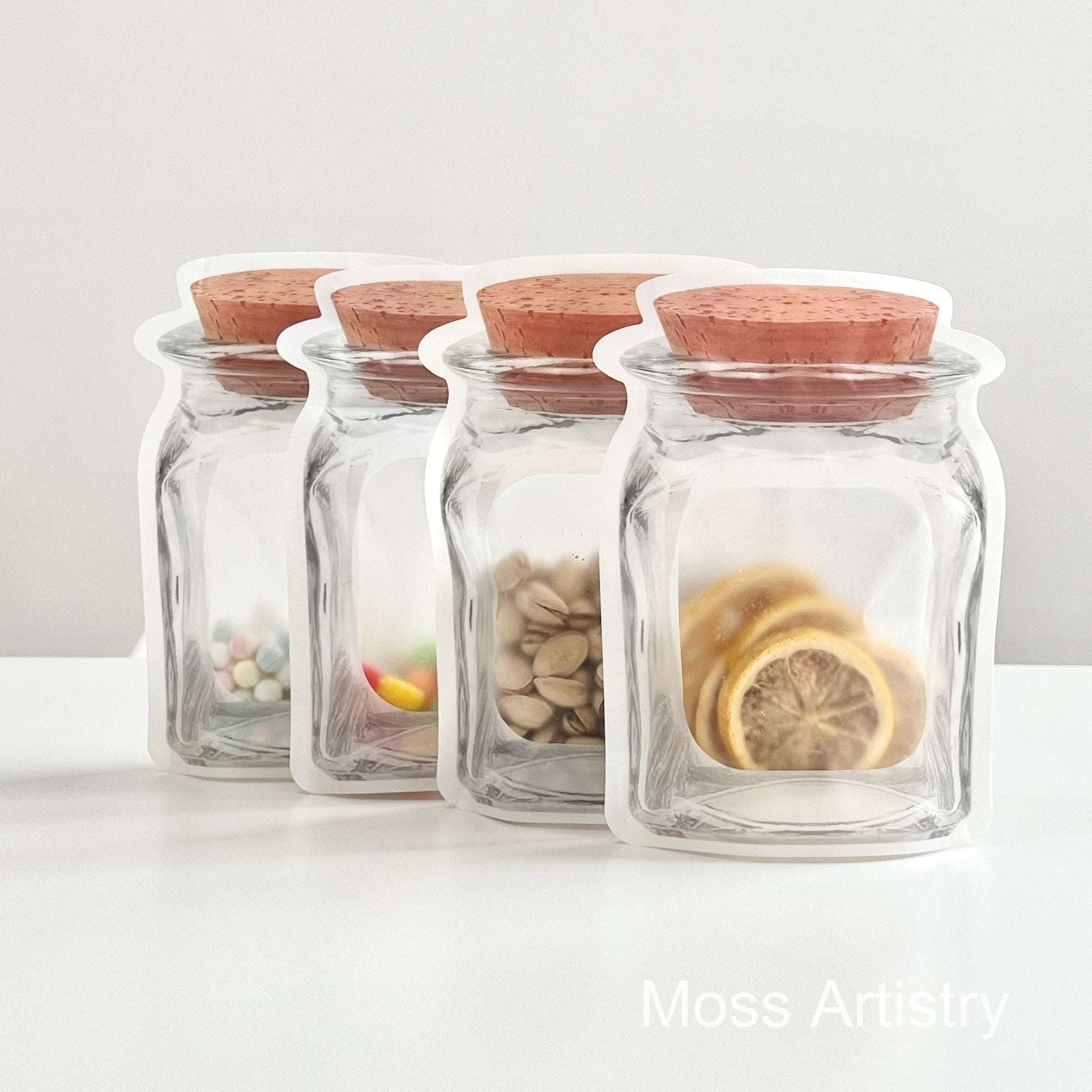 Reusable Airtight Mason Jar Ziplock Bags - Food Storage Solution with 
AIRTIGHT ZIPLOCK DESIGN:
Our reusable jar bags feature an airtight zipper design that effectively prevents air from entering the bag. With its smellproof and moistu