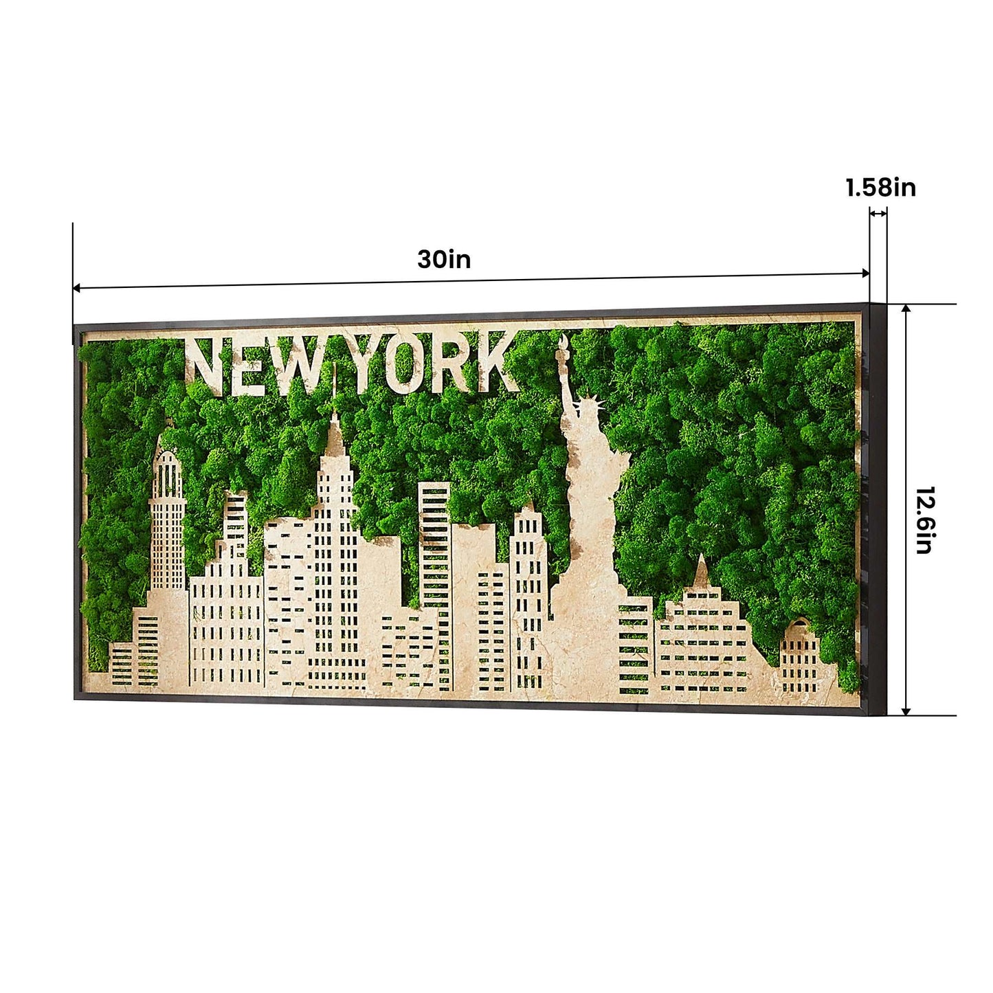 Iconic New York City Silhouette Moss Art - the Big Apple