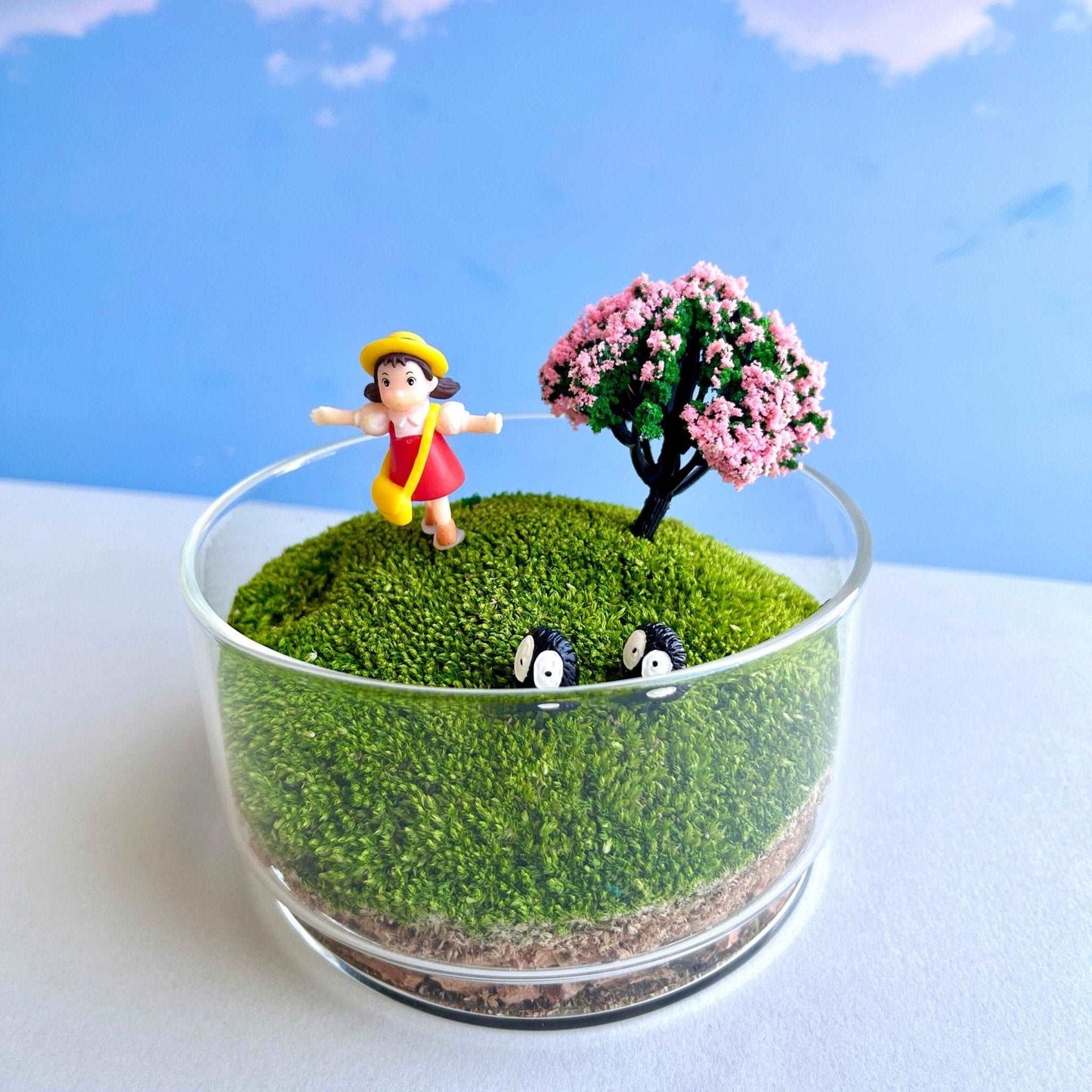 Handcrafted Glass Terrarium Miniature Botanical Garden, Unique ArtisanBreak away from the monotony of the daily grind with our "First Day of School Backpack Girl" Glass Terrarium Desktop. This exquisite piece, crafted with precision an