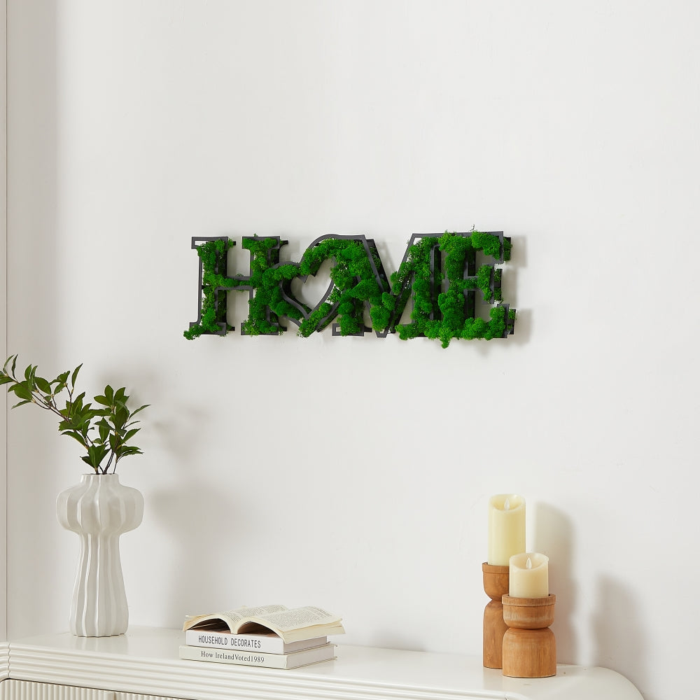 "HOME" Letter Art Moss Wall Decor – Heartfelt Greenery - Moss Artistry