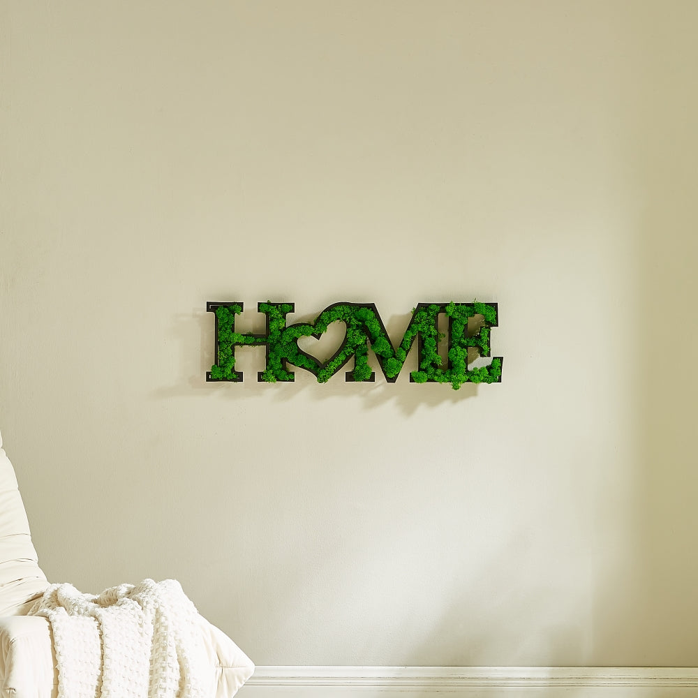 "HOME" Letter Art Moss Wall Decor – Heartfelt Greenery - Moss Artistry