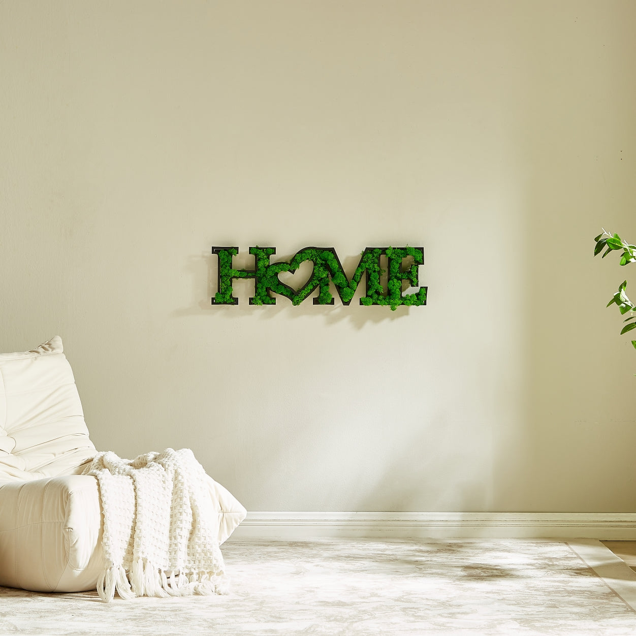 "HOME" Letter Art Moss Wall Decor – Heartfelt Greenery - Moss Artistry