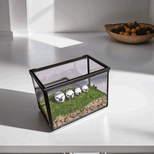 Mossbox Little Sheep Desktop Decoration - Micro Landscape with PreservTransform your desk into a serene pasture with our charming Little Sheep Desktop Decoration. This handcrafted micro landscape lawn, set within a clear glass box, fea