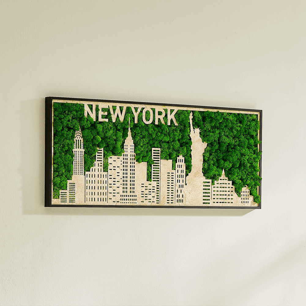 Iconic New York City Silhouette Moss Art - the Big Apple