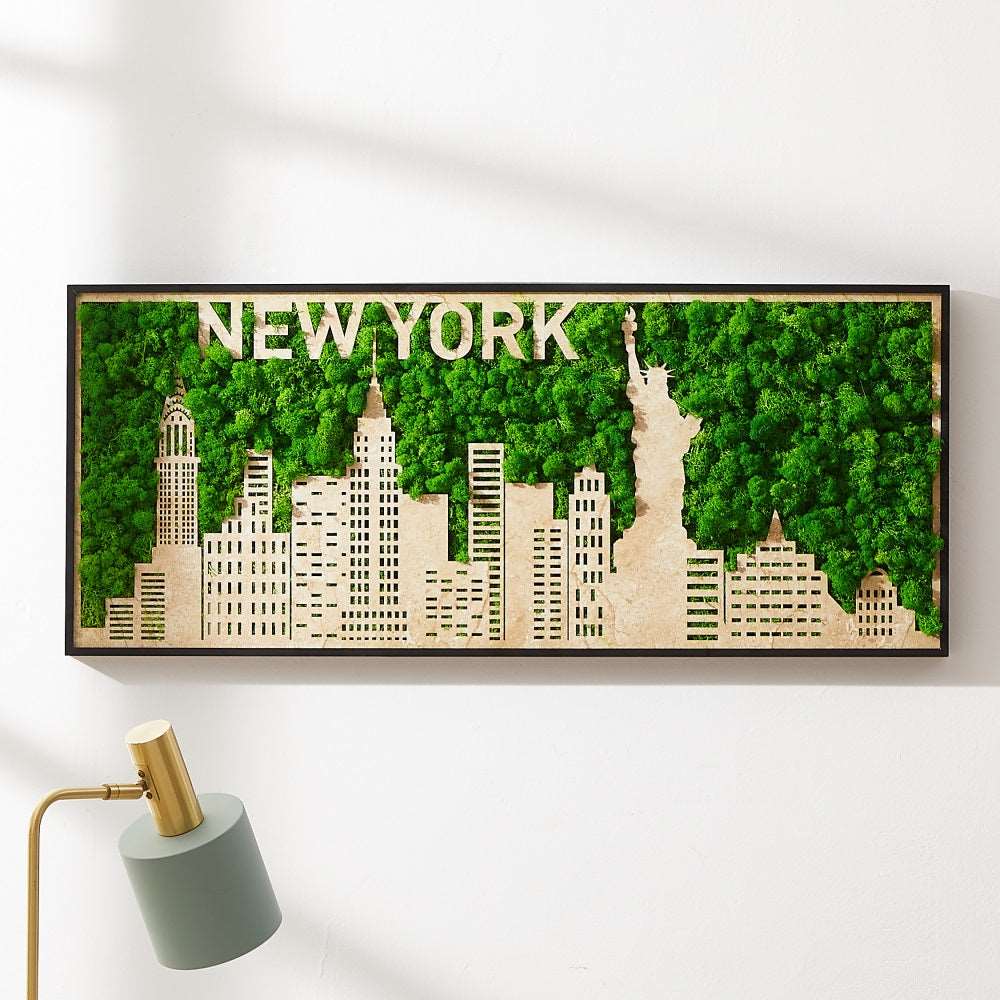 Iconic New York City Silhouette Moss Art - the Big Apple