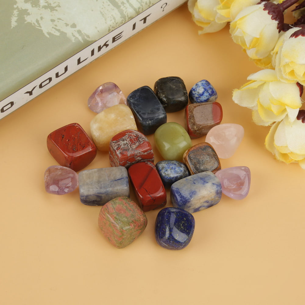 Tumbled Gemstones Polished Square Gemstone 1lb Mixed Chakra Natural Crystal Quartz Rock Lucky Healing Stones