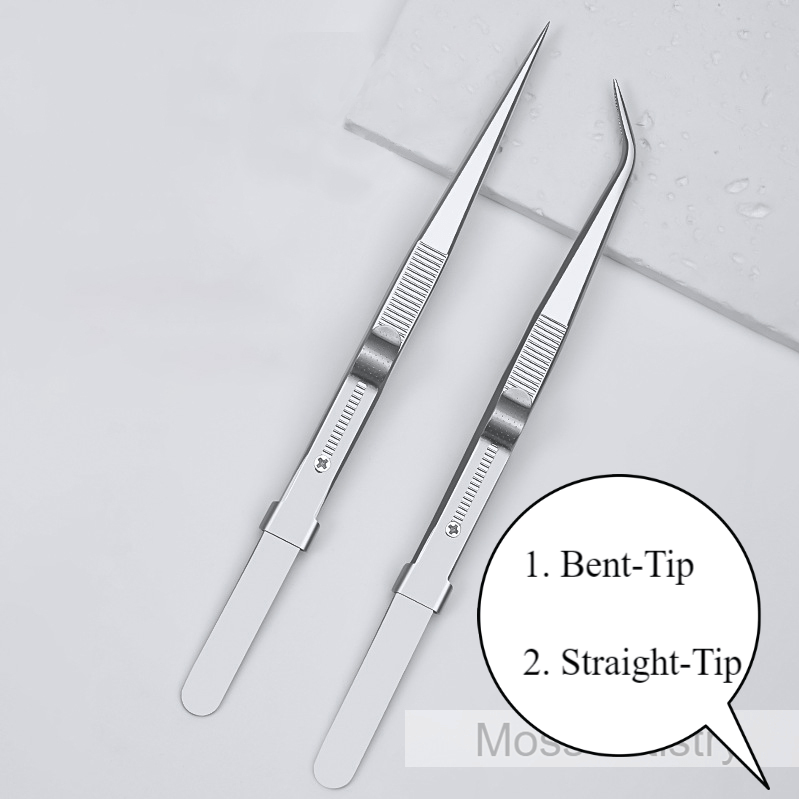 6" Adjustable Stainless Steel Non-slip Tweezers 2 Pcs Set: Bent-Tip Tw2 Pcs Set 6" Durable Stainless Steel Tweezer Set: Rust-resistant, Highly Elastic, Anti-static
Product Description:

Made of stainless steel, resistant to rust and co