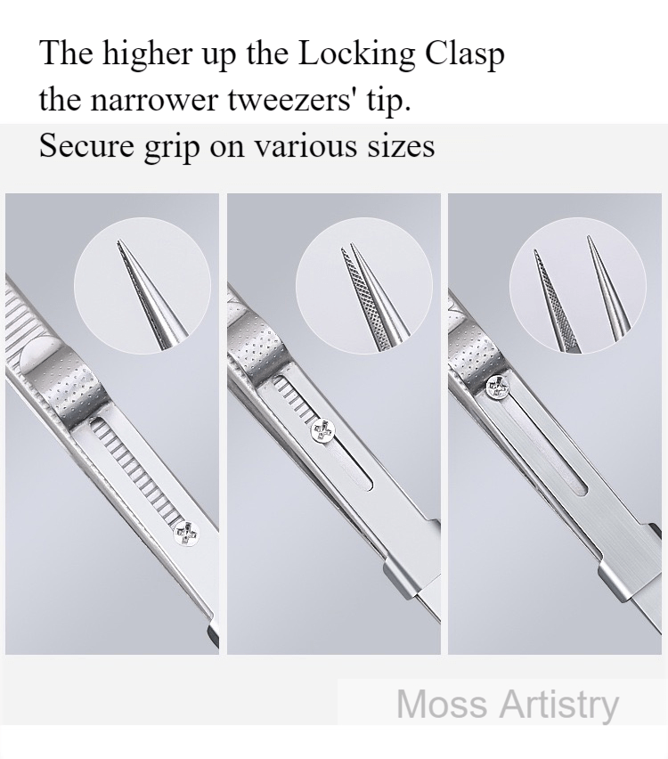 6" Adjustable Stainless Steel Non-slip Tweezers 2 Pcs Set: Bent-Tip Tw2 Pcs Set 6" Durable Stainless Steel Tweezer Set: Rust-resistant, Highly Elastic, Anti-static
Product Description:

Made of stainless steel, resistant to rust and co